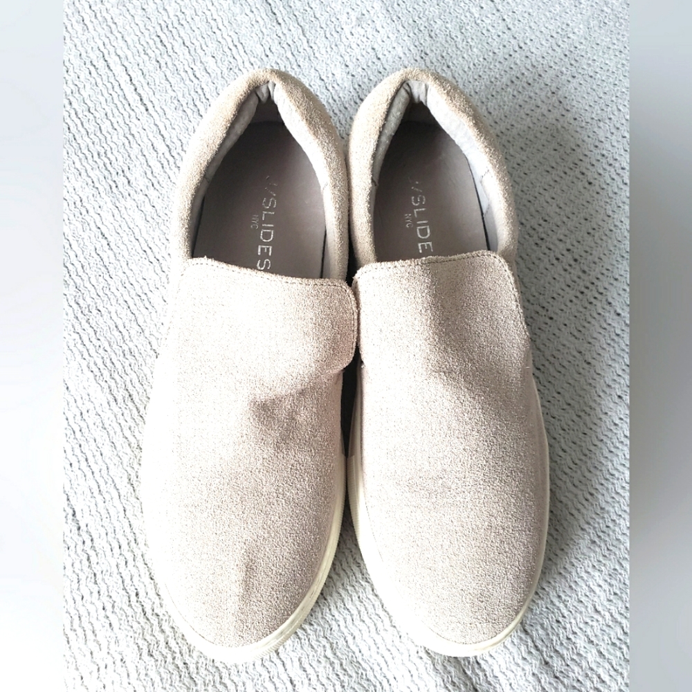 J/Slides Aileen Gray Suede Chunky Platform Slip-on Shoes sz 8.5